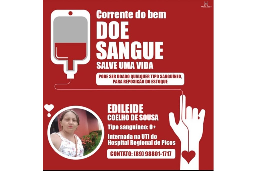 Amigos promovem campanha para doação de sangue para paciente internada em UTI