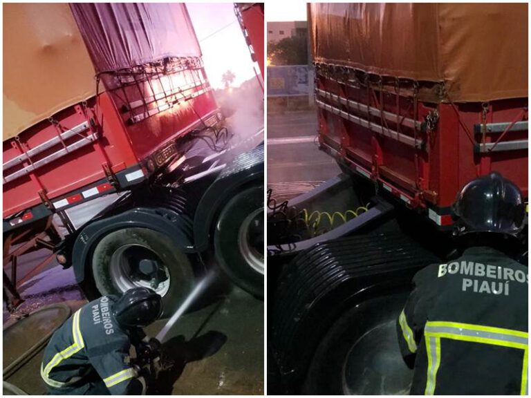 Corpo de Bombeiros de Picos contém princípio de incêndio em carreta na Av. Senador Helvídio Nunes