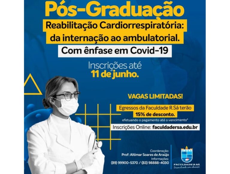 Faculdade R.Sá lança Pós-Graduação em Reabilitação Cardiorespiratória: da internação ao ambulatorial