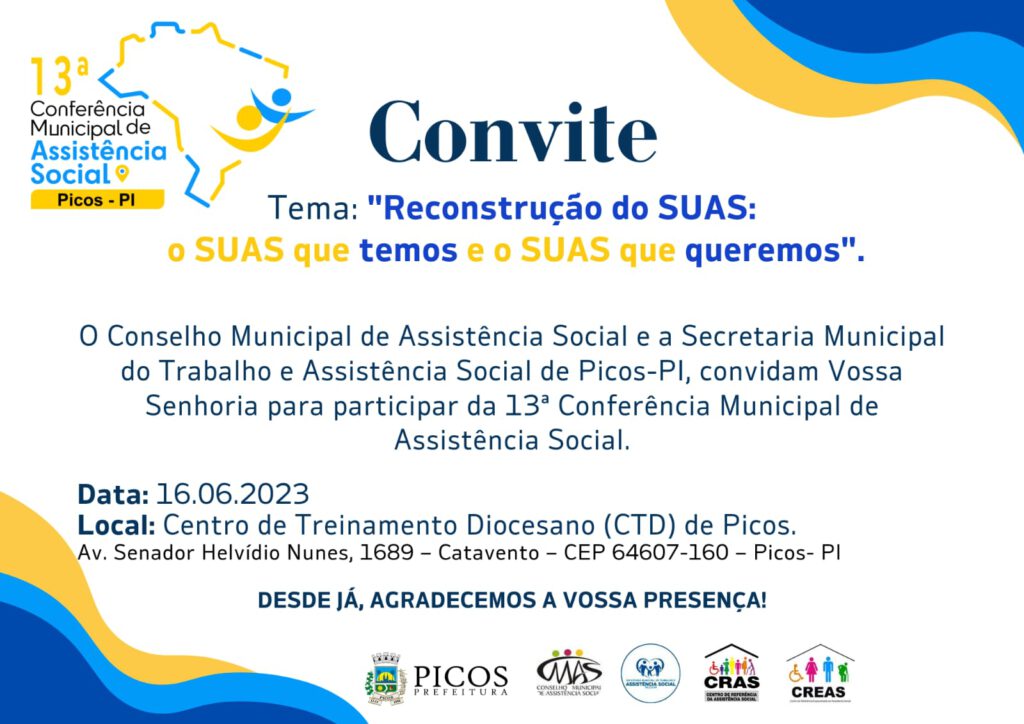 SEMTAS promoverá no dia 16 de junho a 13° Conferência Municipal de Assistência Social