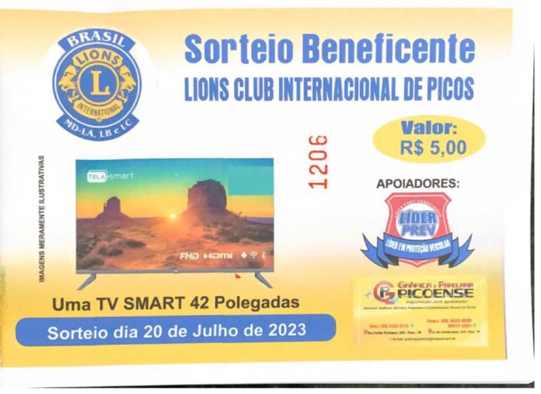 Lions Club de Picos promove sorteio de TV Smart para arrecadar fundos para ações beneficentes