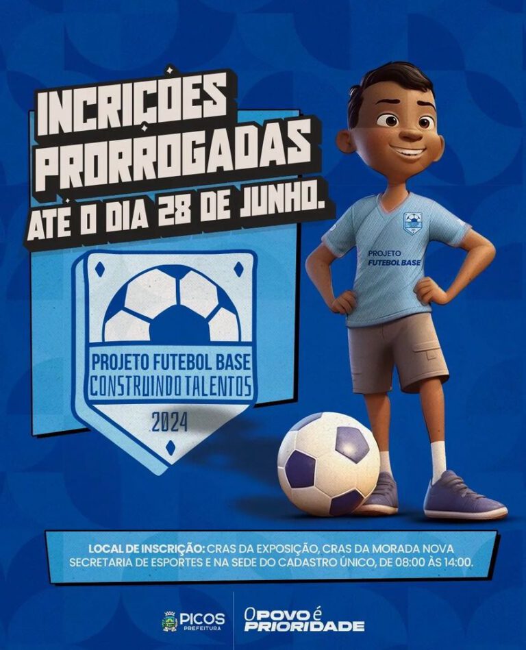 Prefeitura de Picos prorroga inscrições para jovens participar do Projeto “Futebol Base: Construindo Talentos”